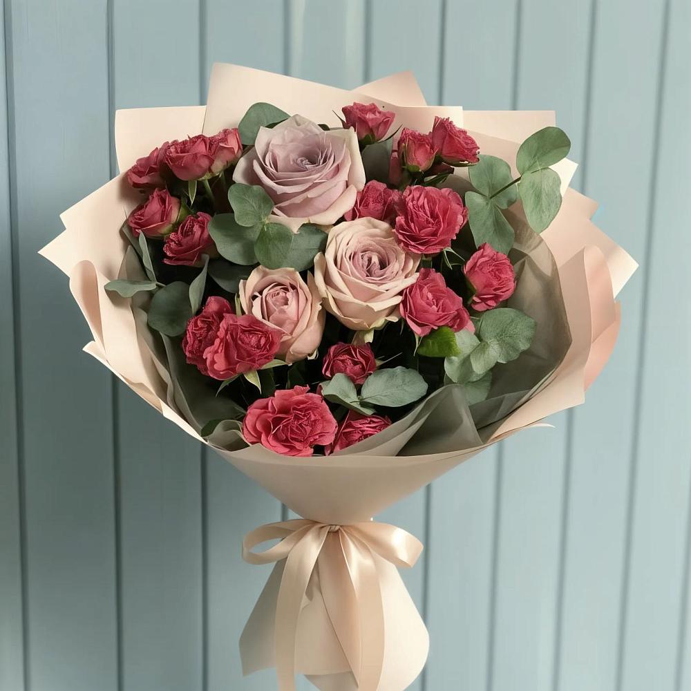 Букет цветов из: Гвоздики и Розы в Автополигон