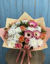 Букет цветов из:  Розы, Герберы и Хризантемы в Автополигон