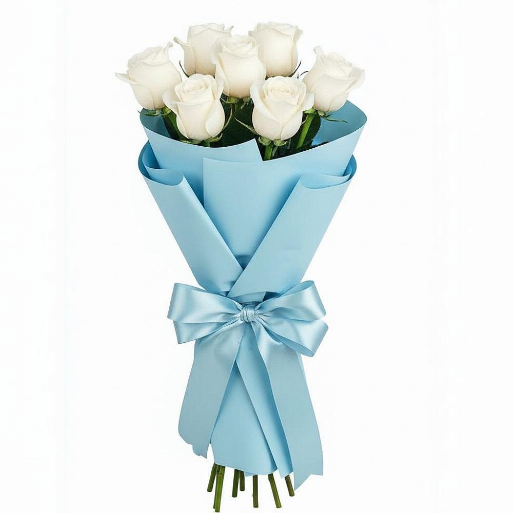 Букет 7 белых роз Проуд в Автополигон
