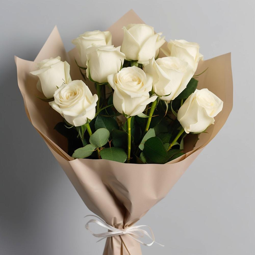 Букет 9 Белых роз Эдлесс Лав в Автополигон