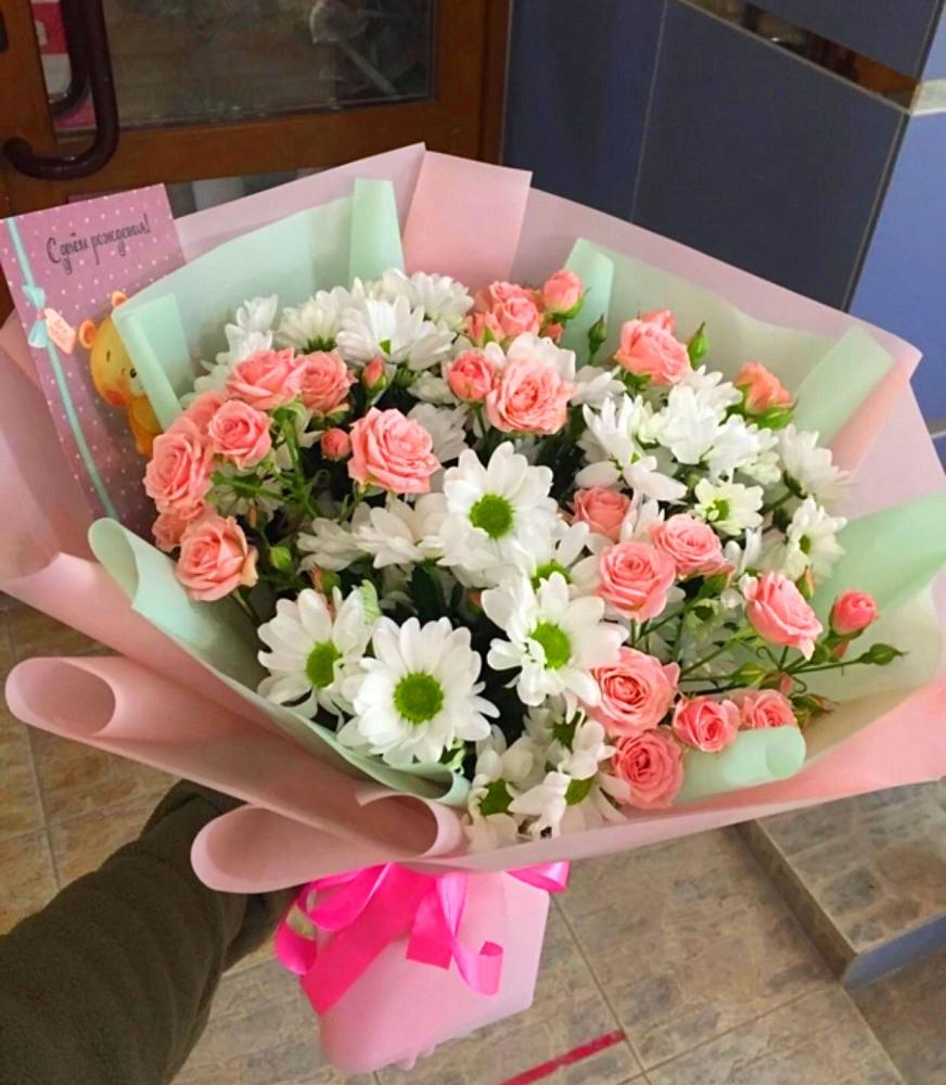 Букет цветов из: Розы и Хризантемы в Автополигон