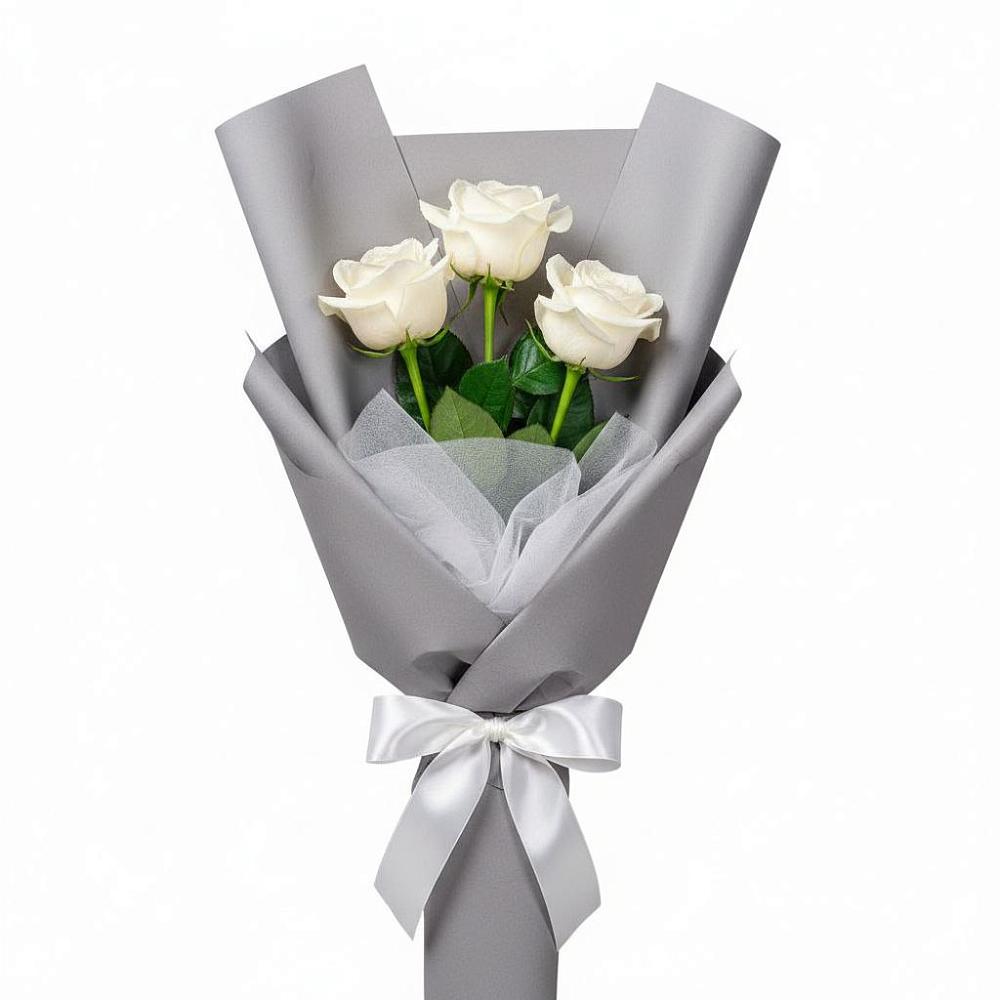 Букет 3 белые розы в Автополигон