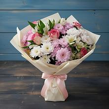 Букет цветов из:  Хризантемы, Альстромерии и Розы в Автополигон