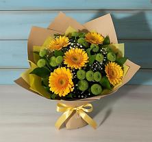 Букет цветов из:  Герберы и Хризантемы в Автополигон
