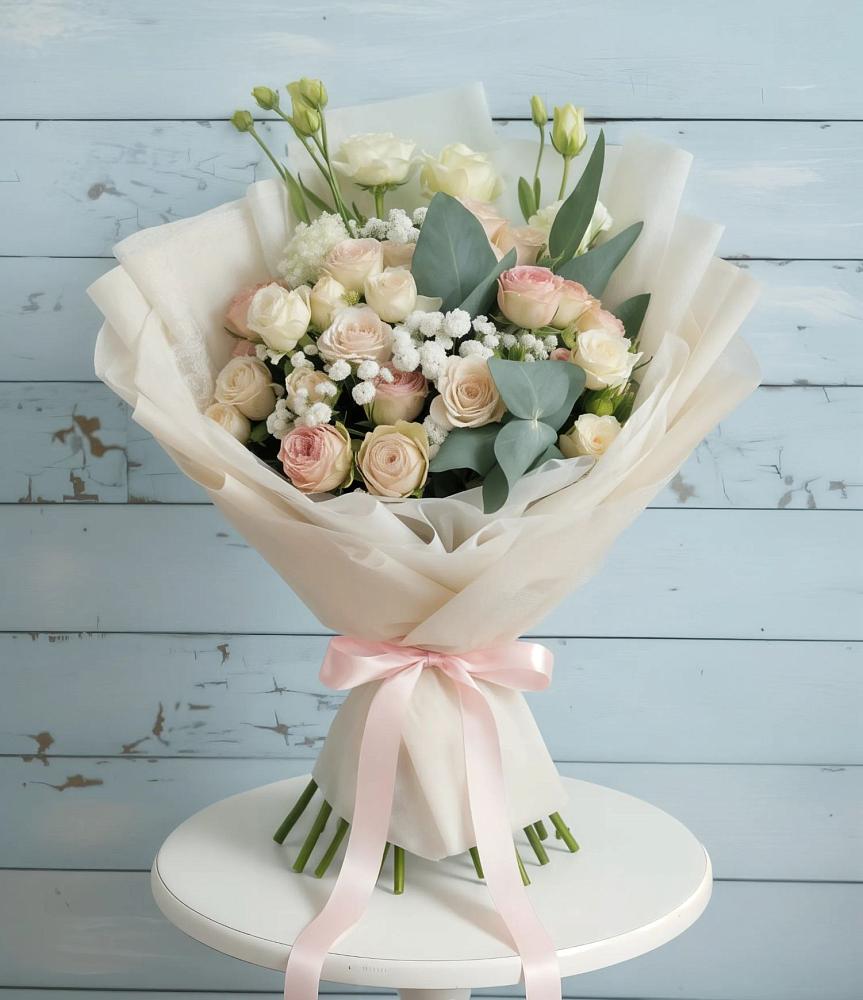 Букет цветов из: Розы и Лизиантусы в Автополигон