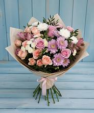 Букет цветов из:  Хризантемы, Розы и Альстромерии #REPLACE_PRED# Автополигон