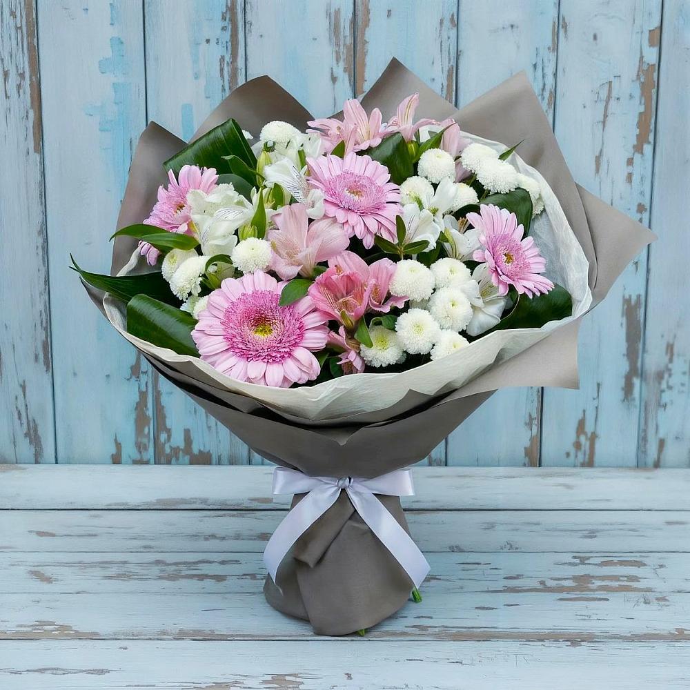 Букет цветов из: Герберы, Альстромерии и Хризантемы в Автополигон