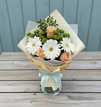 Букет цветов из:  Герберы, Розы и Хризантемы в Автополигон