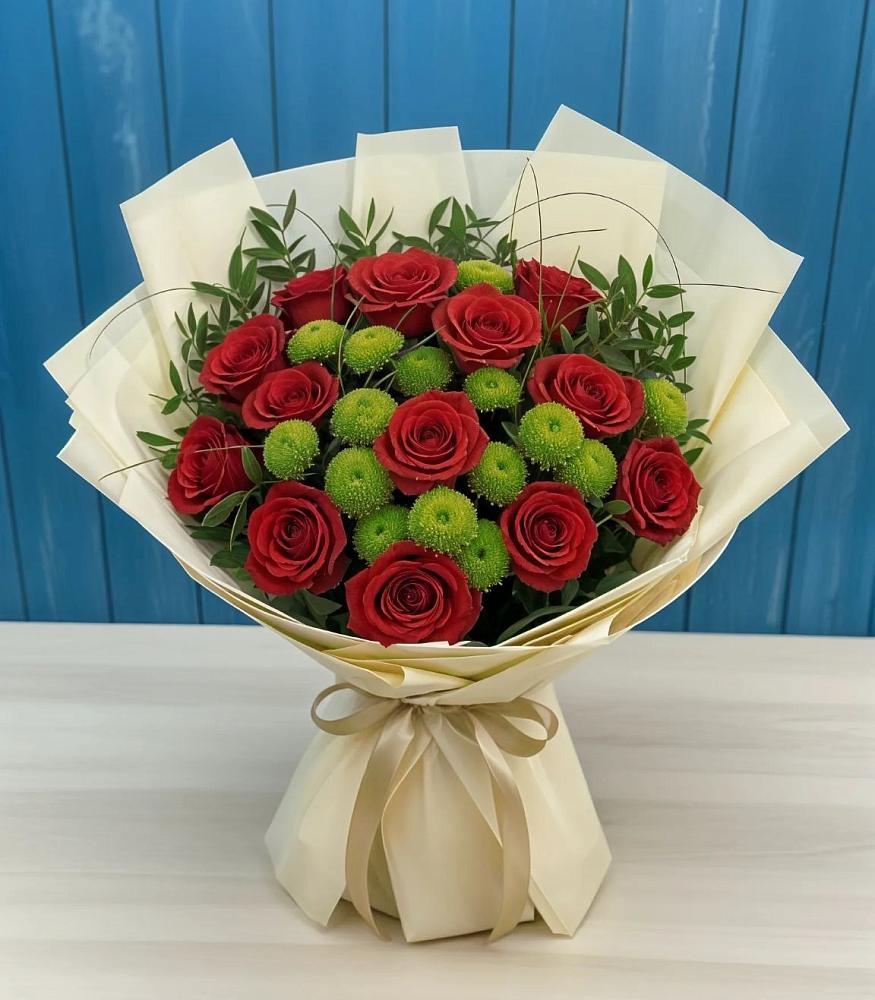 Букет цветов из: Розы и Хризантемы в Автополигон