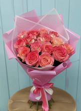 Букет 15 Розовых роз Равель в Автополигон